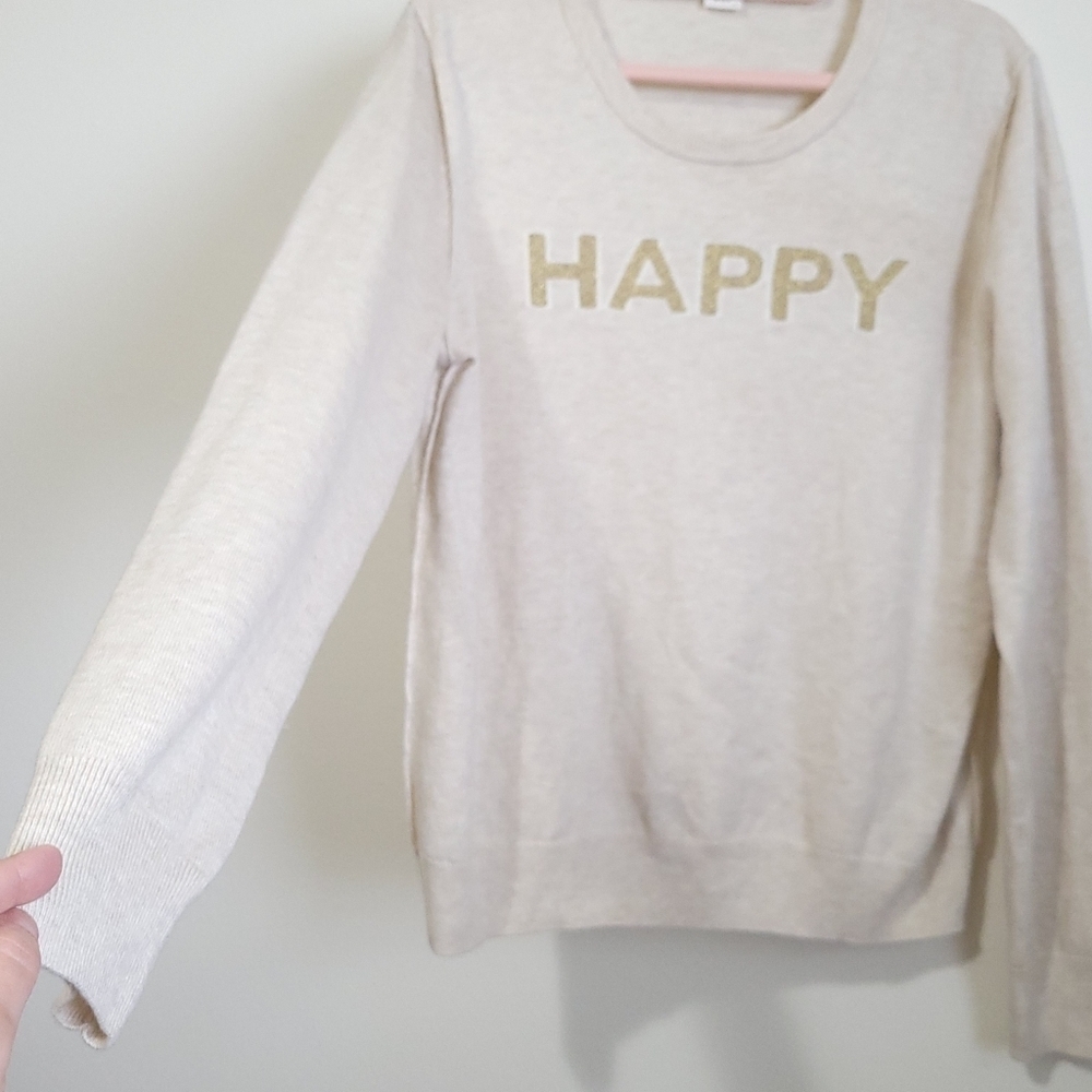 GAP Womens Merino Wool Blend Happy Sweater Cream XL Oatmeal Vanilla Granola - Picture 4 of 7